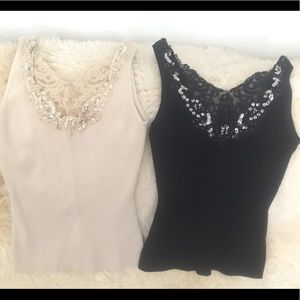 Gorgeous sequined tops size small black or cream